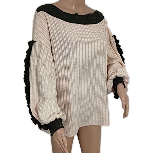 Blue Buttercup Oversized Chenille Top S Relaxed Coquette Romantic Balloon Sleeve - Picture 3 of 16